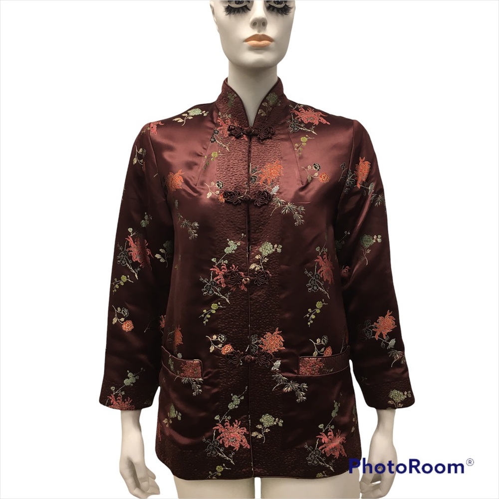 Vintage Insulated Peony Brand Satin Asian Jacket